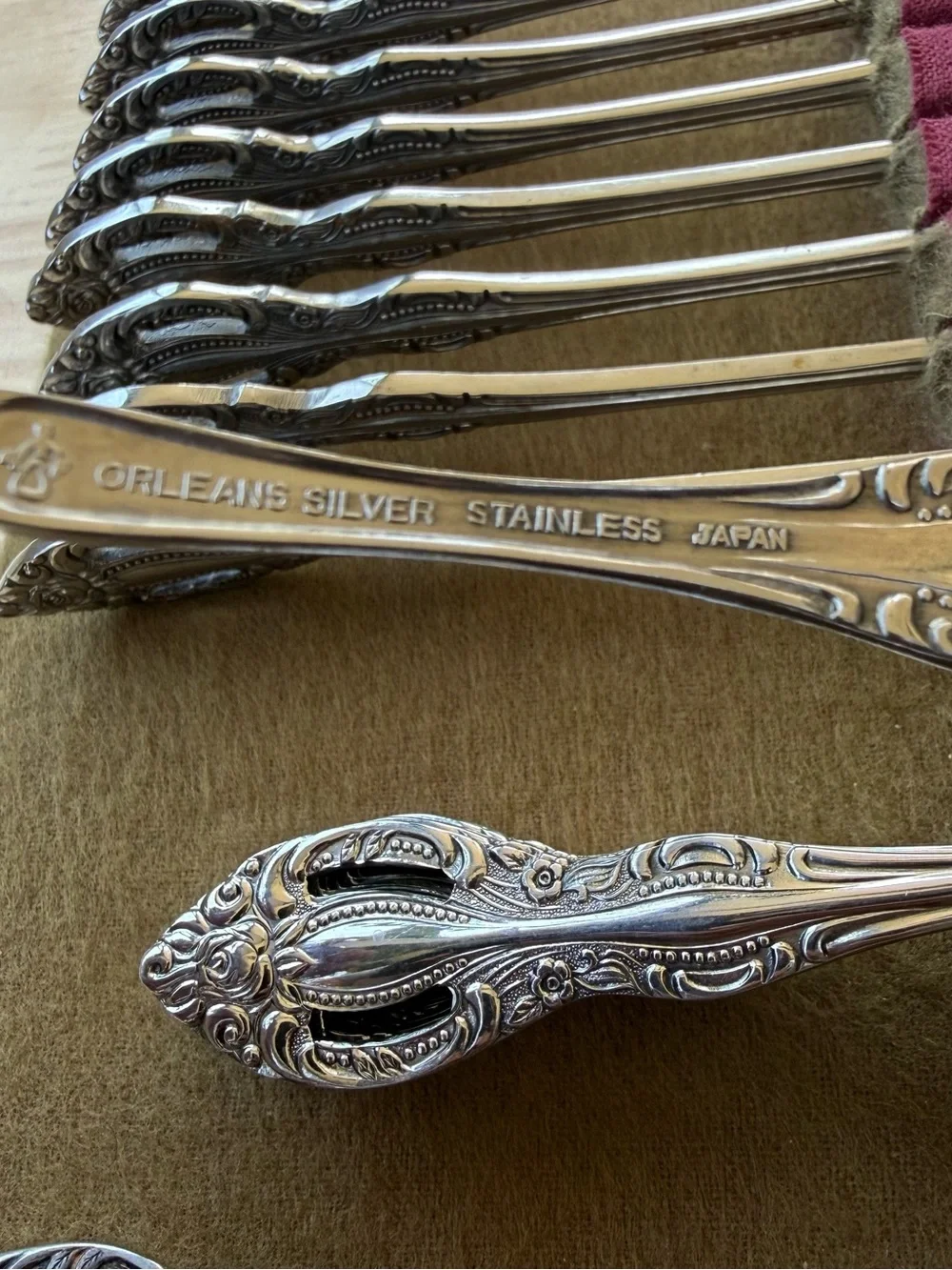 Vintage Orleans Silver Royal Rose 19pc Stainless Flatware Set Japan